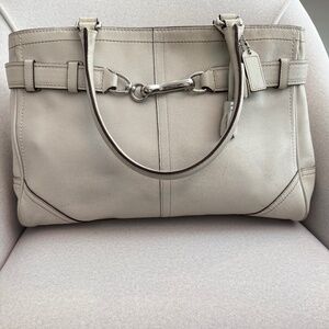 Vintage Coach Tote--White Leather